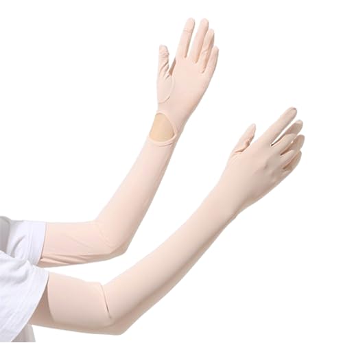 NLIADVY Summer Sun Protection ice Sleeves for Women, Anti-UV ice Silk Sleeves, Anti-Slip Sunshade Extended Arm Sleeves (Orange,One Size)