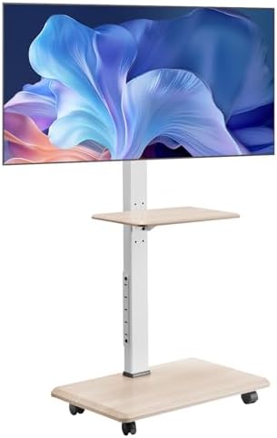 VEVOR Rolling TV Stand, Mobile TV Cart for 32-70 Inch Screens, 25° Left-Right Rotation and Height Adjustable TV Mount with Tray, Holds up to 88 lbs for Corner, Bedroom, Outdoor, Max VESA 600x400mm