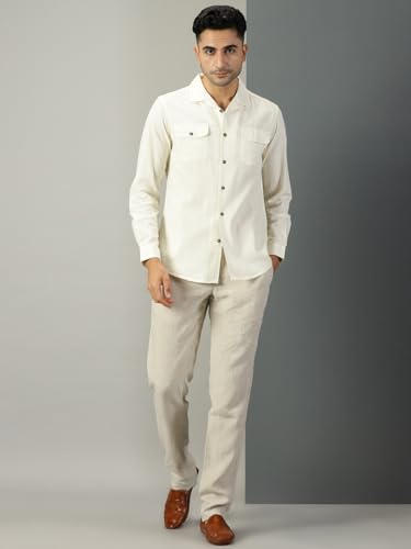 Image of Thomas Scott Men's | Solid | Full Sleeve | Regular Fit | 100% Cotton | Double Flap Pocket | Spread Collar | Casual Shirt
