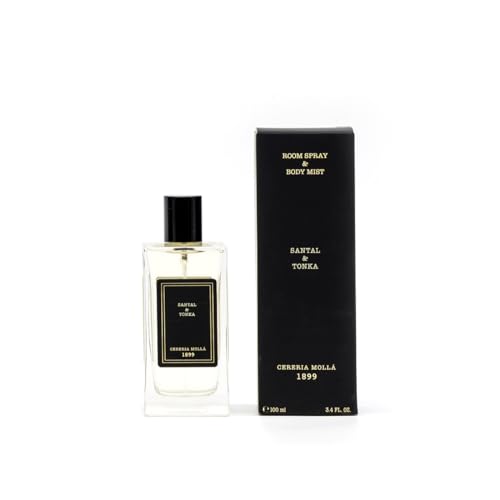 Cereria Molla 1899 | Room Spray & Body Mist Santal & Tonka | Per Profumare La Tua Pelle E La Tua Casa | Flacone Di Vetro Con Diffusore Spray | 100 Ml