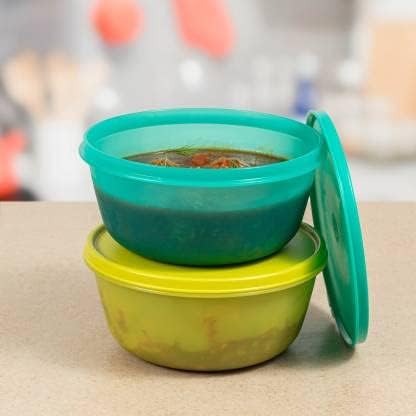 Tupperware Plastic Bowl Fridge Container 1.5 L Pack of 2 (Multicolor)