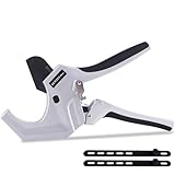 Professional Ratchet PVC Pipe Cutter for 2' (64mm) Pipe with 2 Silicone Ties, Heavy Duty One-Handed PEX Tubing Cutter for Plumbing, Irrigation & Home Repair, Fits Sch 40 80 PVC Pipes, Silver Edition