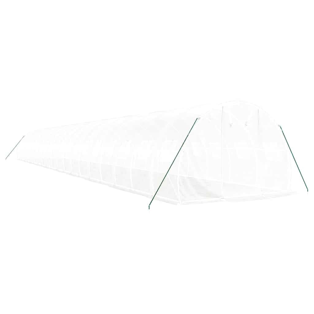 Szklarnia ze stalową ramą, biała, 60 m², 20 x 3 x 2 m, do ogrodnictwa hobbystycznego, hodowli roślin, pomidorów, warzyw, ziół, inspektów, odporna na warunki atmosferyczne, ochrona przed