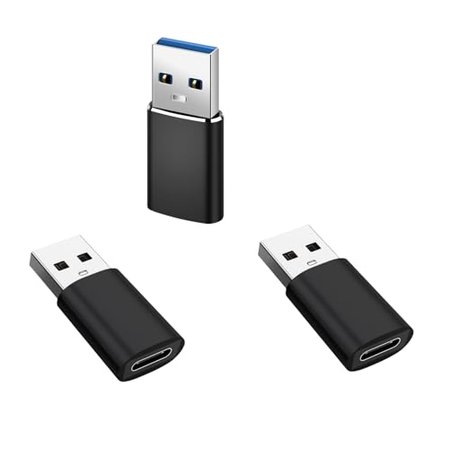 USB to USB C Adapter 3 Pack,20V/3A 60W USB 3.0 5Gbps Type C Female to A Male Charger Converter for iPhone 16 15 14 13 12 11 Pro Plus Max,Apple Watch Ultra iWatch Series 8 7,iPad Pro Air Mini