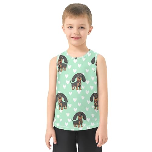 J JOYSAY Valentine Dog Green Boys Tank Top Sleeveless Muscle Shirts Quick Dry Active Sport Workout Kids T-Shirts 3-15T2