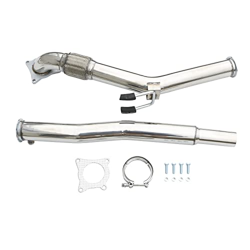 Image of JDMSPEED Polished Stainless Steel Exhaust Muffler High Flow Downpipe Replacement For A3 S3 8P 2.0T Leon Cupra R Octavia RS Golf V VI 2.0 R GTI 2004-2013