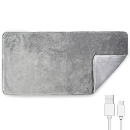 CJBIN USB Heat Pad, Fast Electric Heat Pad, Heated Blanket, Heat Pad with Storage Bag, for Period, Back Neck, Shoulder and Legs, 30x60cm, Gray