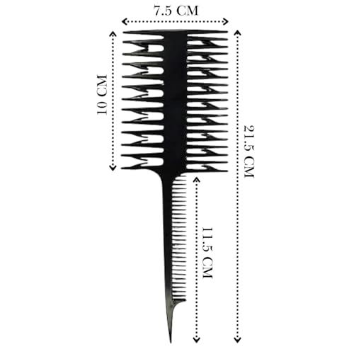 Image of Keli 3 in 1 Double Sided Multifunctional Highlighting Comb for Hair Coloring, Professional Hair Highlight Brush for Sectioning, Dyeing, Styling, Detangling & Cutting Tool with Rat Tail for Men & Women