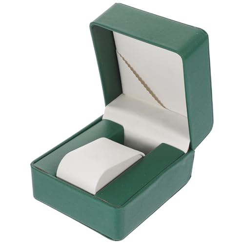 Angoily Organizador de Relojes de Escritorio en Cuero PU Verde Oscuro, Caja Individual para Almacenamiento y Exhibición, Adecuado para Guardar Relojes de Pulsera