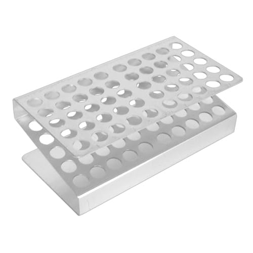 50 Place, 15-17mm Z Shape, Brushed Aluminum Test Tube Rack, Karter Scientific 226M2 (Single)