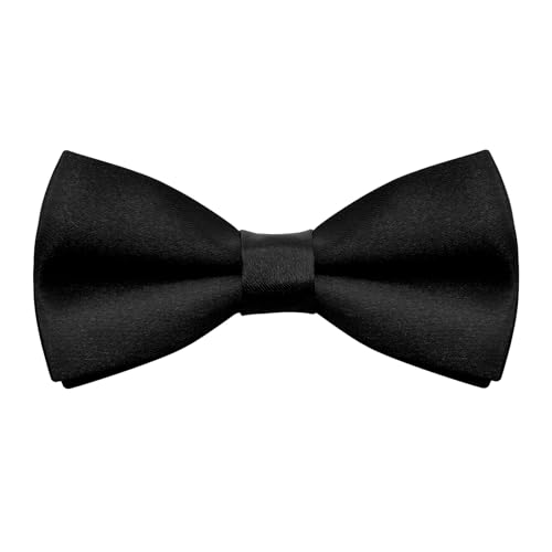 OJIOUI Kids Bow Tie Classic Solid Color Black Bow Tie for Boys Adjustable Pre-tied Neck Bowtie for Kids Wedding Party Christmas(Black)
