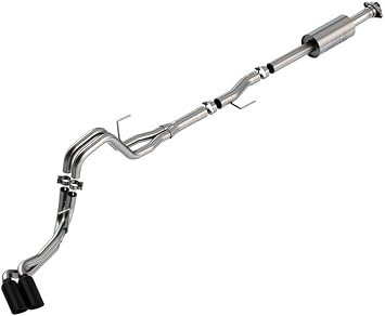BORLA 140871BC Cat-Back for 21-23 F-150 2.7L/3.5L AT 2&4WD Crew Cab 5 7" Bed/Ext. Cab 6 7" Bed EXC. 3.5L P.B., Tremor, Black Appear. Adapt. 60556 Crew Cab 6 7" Bed. 60564 Ext. Cab 8 2" Bed
