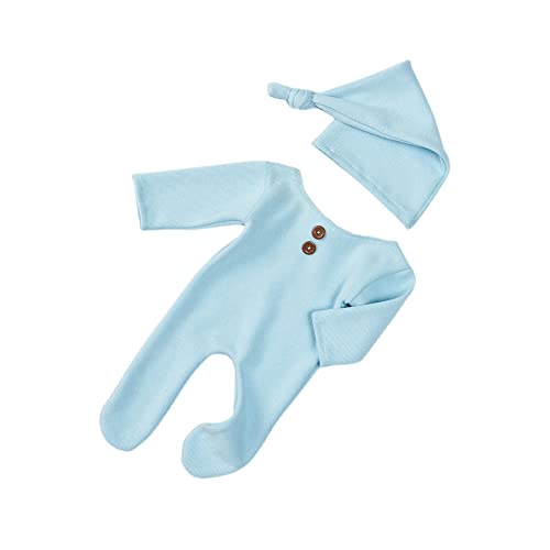 Vedory Fashion Newborn Boys Girls Baby Photo Shoot Props Outfits Crochet Clothes Long Tail Hat Pants Photography Props (Blue) by Vedory - Image 7