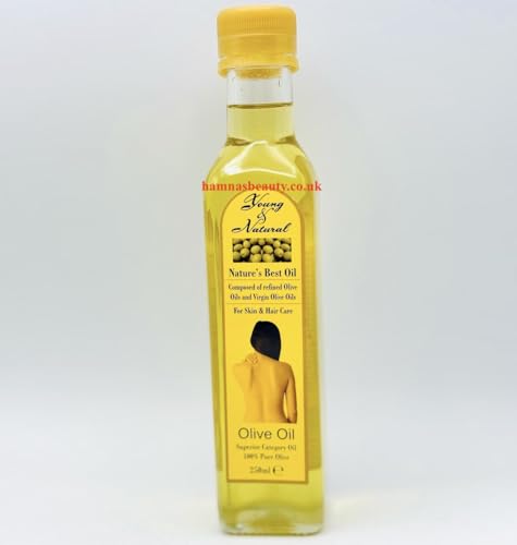 Image of Young & Natural 100% Pure Olive Oil for Skin & Hair Care for Youthful Skin Healthy Hair 250ml
