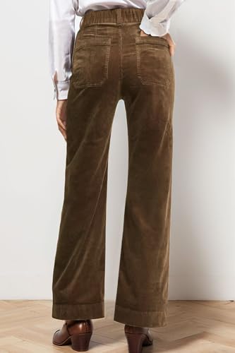 Corduroy Pants Women Elastic Waist Flare Pants Bell Bottom Business Casual Trousers Pants for Women3