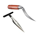 2 Pcs Coconut Opener Tool Set Stainless Steel Coconut Puncher Coconut Meat Scraper with Non-Slip Wooden Handle Husk Cutting Knife Easy-to-Use Coconut Meat Remover Scraper Opening Kit Punch Tools