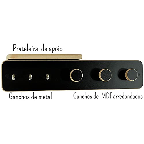 Cabideiro Porta Chave de Parede com Prateleira IL Legno