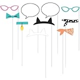 Creative Party PC329404 Lot de 10 accessoires de cabine de photo Motif chats mignons