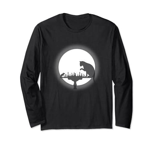面白いチェスプレーヤー 猫 マウス ボードゲーム シャドウ 長袖Tシャツ