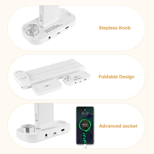 40W Square Nail Desk Lamp 33.5inch Half Moon Lamp Foldable Nail Table Light 3000K-6000K Dimmable LED Nail Tech Lamp with Phone Holder for Nail Tech Lash Eyelash Extension - Image 4