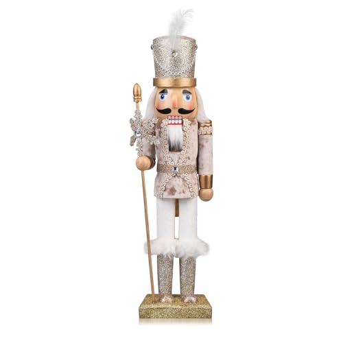 ArlinaL Wooden Christmas Soldier Nutcracker Decorations, 15 Inch Nutcracker Figure Christmas Decor for Shelves and Tables (Gold) by ArlinaL - Used condition - US$12.46