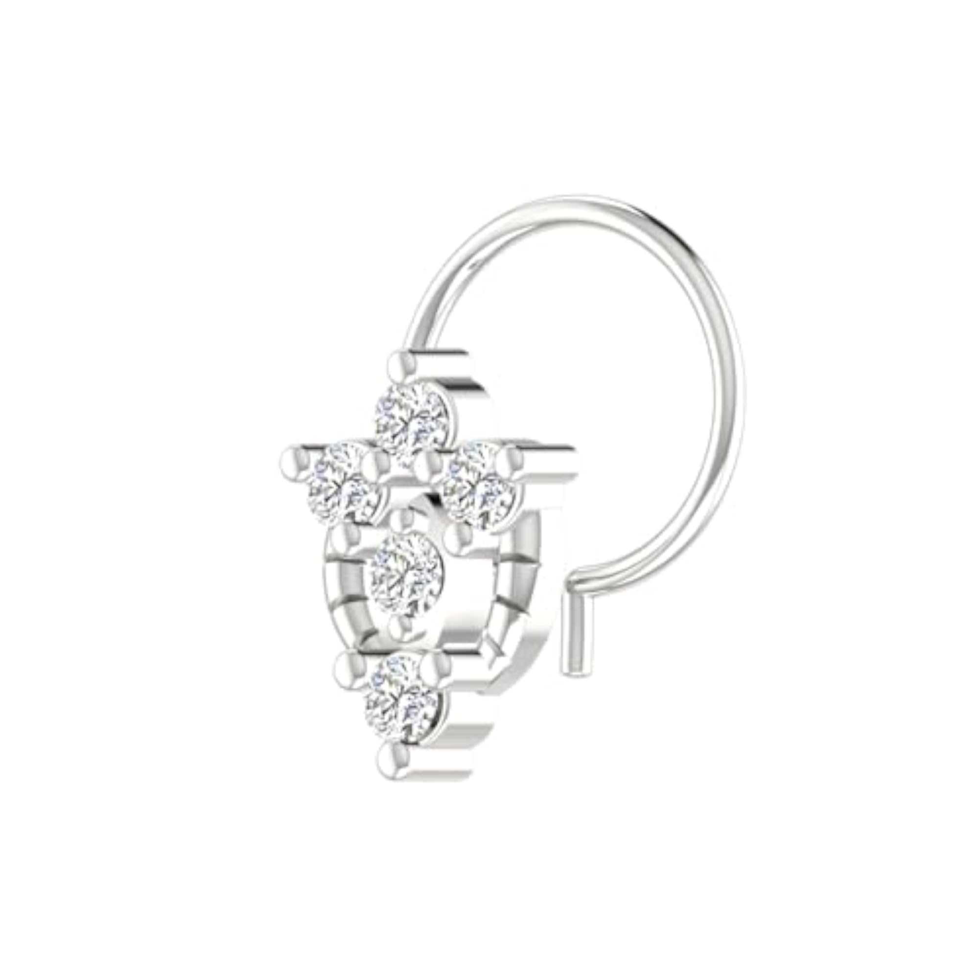 9K BIS Hallmarked White Gold Stud Nosering, Elegant Gift