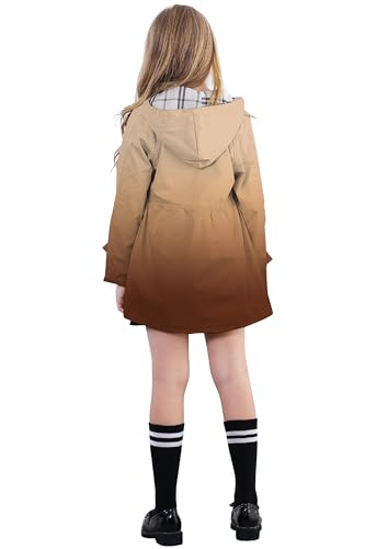 Image of Betusline Girl's Single Breasted Trench Coat Hooded Dress Coat Outerwear, 2-14 Years