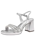 Tamaris Damen Sandalette mit Blockabsatz, metallic, 36 EU