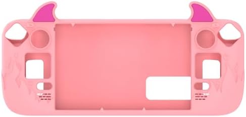 PlayVital Cute Demon Protective Case for Steam Deck LCD & OLED, Kawaii Anti-Slip Protector for Steam Deck OLED with Thumb Grip Caps & Trackpads Stickers & Back Button Enhancement Set - Pink — view 6