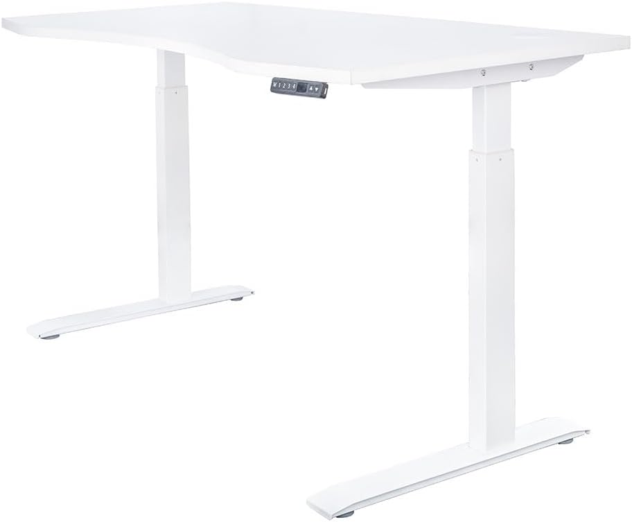 MotionWise M3 PRO Series Ergonomic Curve 30” x 60” Large Electric Sit-Stand Desk for Home Office w/Dual Motors, Memory Presets (White)