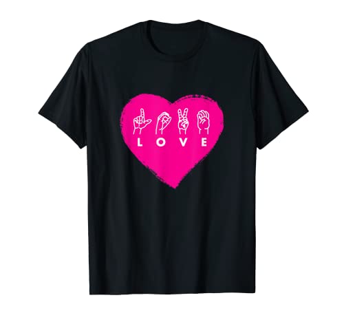 Amor Lenguaje De Señas Rosa Día De San Valentín ASL Manos Grá Camiseta