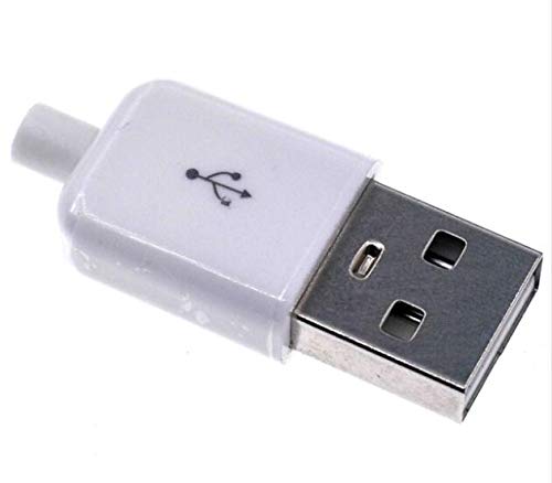 10PCS Male USB Connector Kit 5P 5pin USB 2.0 Plug Type A DIY Components White w/Plastic Cover