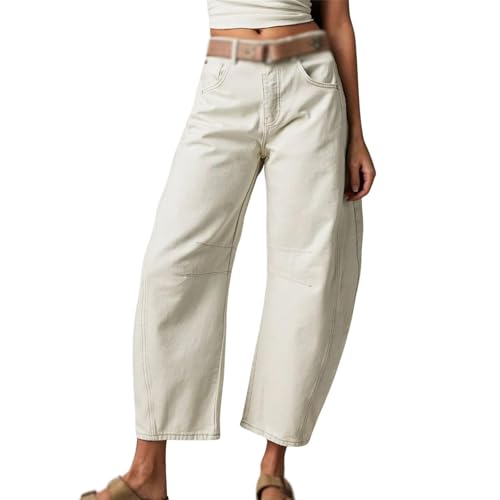 Leopard Barrel Jeans Women Leopard Print Y2k Pants Mid Rise Vintage Loose Wide Leg Trousers with Pockets