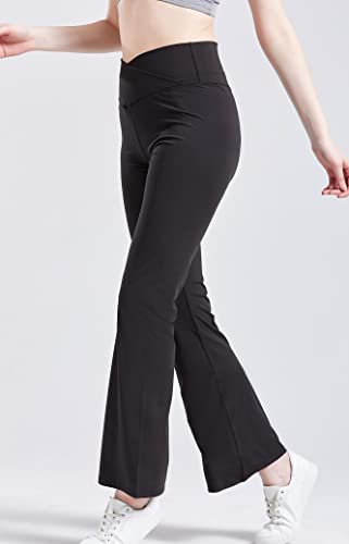 Dani Chins Women's Casual Bootcut Yoga Pants V Crossover High Waisted Flare Workout Leggings (Flared, Black, S) #TOP2