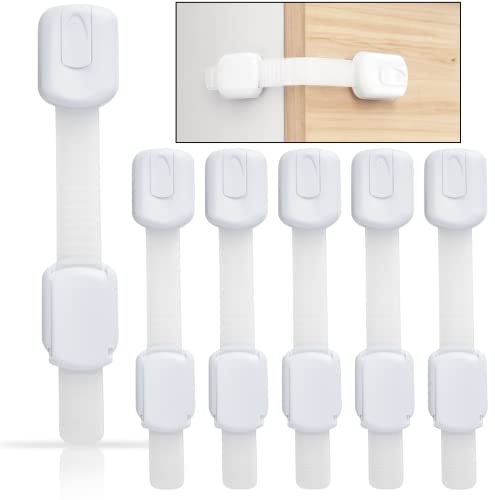 Kindersicherung für Schrank und Schubladen, DRAMBOR 6 STÜCKE Schubladensicherung Baby Türsicherung Kinder Kindersicherung Kühlschrank für Schränke, Fenster und Türen, Einfache Installation (Weiß) Cover