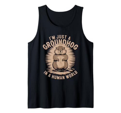 Soy solo una marmota en un mundo humano vintage Día de la marmota Camiseta sin Mangas