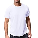 Lexiart Men's Short Sleeve Workout Shirts Quick Dry Athletic Gym Slim Fit Cotton Crewneck Shirts Whi