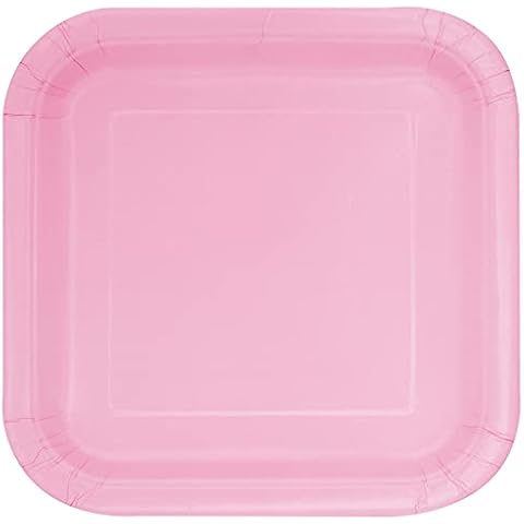 Platos Cuadrados de Papel Ecológicos-18 cm Rosa Claro-Paquete de 16 Cover