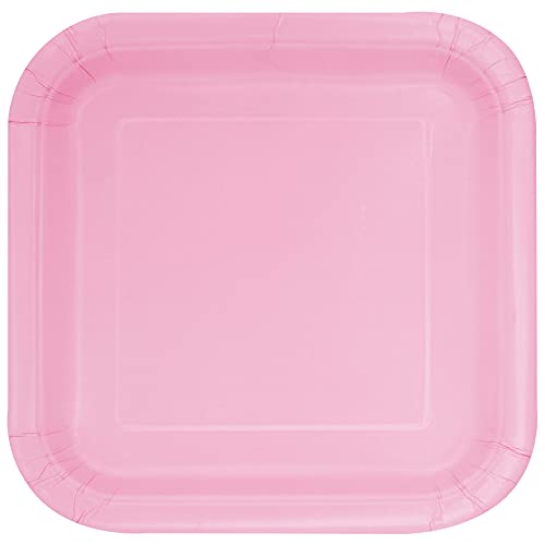 Unique Party- Assiettes en Carton Carrées Écologiques-18 cm-Couleur Rose Pastel-Paquet de 16, 30880EU, Light Pink