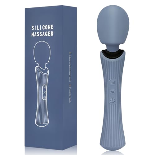 EUOTHY Handheld Massager for Muscle Relief - Portable, Waterproof, Soft Silicone, USB Rechargeable with 12 Vibration Patterns & 3 Speeds - Targets Back, Foot, Arm Pain(Dove Blue)