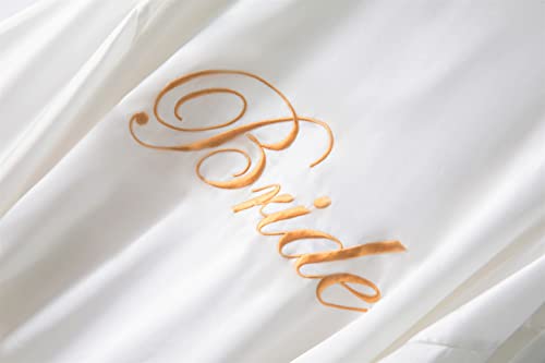 Women's Silky Bride Bridesmaid Robes Satin Kimono Bridal Party Bathrobe With Lace Trim Embroidery Wedding Day Dressing Gown4