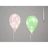  formano 2er Set LED Hänger Luftballons L. 16cm grün + rosa Glas mit Timer