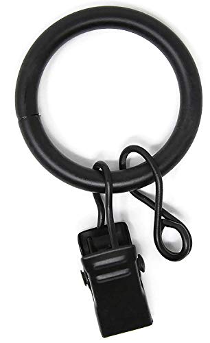 Spotblinds 48 Inch Clear Acrylic Wand With Cafe Curtain Ring 1 Piece Pack (Matte Black Café Ring) #TOP1
