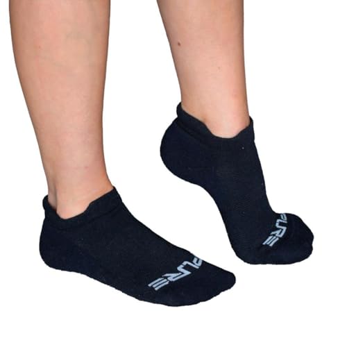 Pure Athlete Alpaca Wool Socks - Made in the USA, No Show Running Sock for Men and Women, Moisture Wicking and Lightweight (1 Pair - Black, Large)