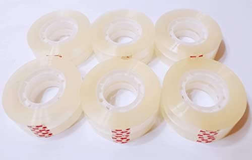 12 rolls Clear Tape Transparent Wrapping Tape Refill Stationery Clear Refill Roll for Office Home School