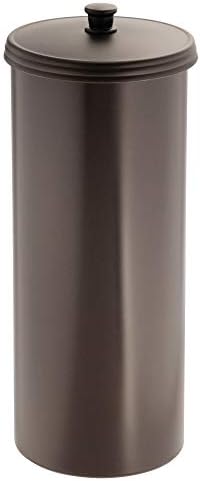 iDesign 93390 Kent standing Toilet Roll Holder, Plastic Toilet Paper Holder with Lid, Essential Toilet Paper Storage, Black