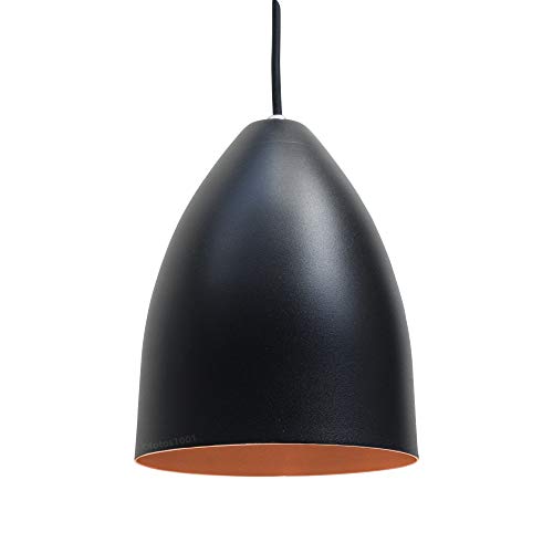 Combo Kit com 2 Pendentes Soft Cone Preto Cobre Luminária Alumínio Lustre 18Cm Sala