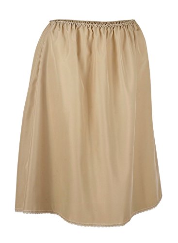 Women's Half Slip - Herloom Polyester Underskirt with Adjustable Waist (Large, 25-Length, Nude)