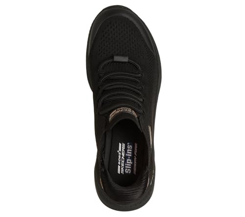 Skechers Femme Bobs Squad 4 Dire Step Slip-In ENTRAINEUSE, Black Engineered Knit, 37 EU