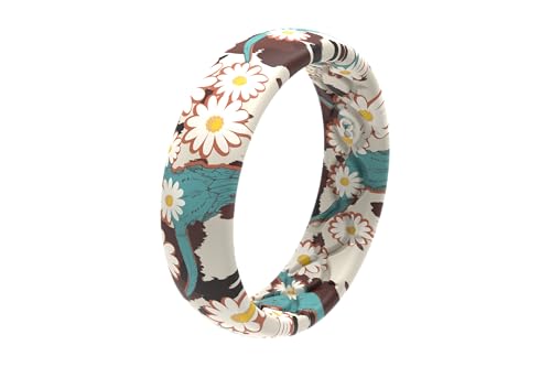 Groove Life with Katie Van Slyke Home on the Ranch Thin Ring - Breathable Silicone Wedding Rings for women, Lifetime Coverage, Unique Design, Comfort Fit Ring - Size 7